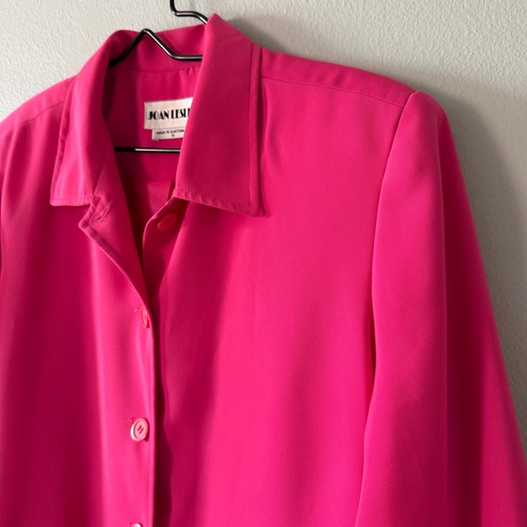 80’s 90’s Vintage Joan Leslie Hot Pink Blazer Jacket Size 14 - Picture 2 of 6